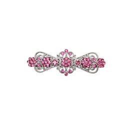 Faship Gorgeous Pink Rhinestone Crystal Small Floral Hair Barrette Clip