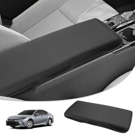 RIDLOG Center Console Cover Fit for Toyota Camry 2025 Seat Leather Arm Rest Armrest Cover Durable Console Cover Replacement for LE/SE/XLE/XSE Console Lid Cover Pad Protector (Black+Black Stitches)