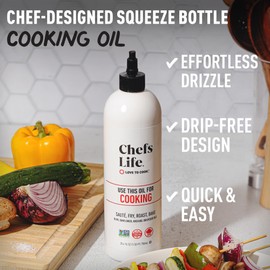 Chefs Life Cooking Oil - Gourmet Oil for Cooking, Blend of Olive Oil, Avocado Oil, Sunflower Oil & Grapeseed Oil, Non GMO - 25.4 Fl Oz Squeezable Bottle (1 Pack)