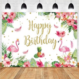 Bymivofun Birthday Background Banner, Flamingo Girl Birthday Background, Flamingo Happy Birthday Party Background, Vinyl, Professional Photography, Wall Background (5 x 3 Feet)