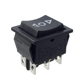 Set of 2 Rocker Buttons, On/Off/On Momentary 16 A, 6 Pin 250 V~ (6 V 9 V 12 V 24 V 125 V AC/DC) Black Also as Replacement for the Lawnmower