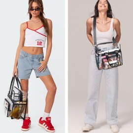 Bluome Clear Bag For Stadium Events 12×6×12 Clear Stadium Bag Crossbody Tote Transparent for Concert Approved Sports,Black