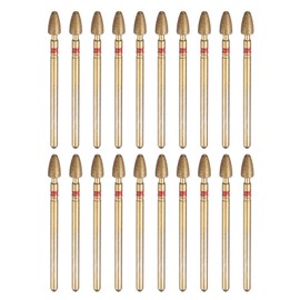 sourcing map 20pcs 200-230 Grits Diamond Grinding Bit 4mm Bullet-Head 2.35mm Shank 7mm Length Titanium Plated Stone Sanding Drill Bits Rotary Tool for Nails Grinding Polishing