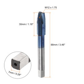 HARFINGTON Metric Spiral Point Tap M12 x 1.75 TiN Coated M35 High Speed Steel Machine Screw Thread Milling Tap Tapping Threading Tool