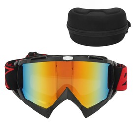 Motocross Dirt Bike Goggles ATV Glasses Riding Off Road Goggles Anti Skid Anti Impact Anti Wind Sand Black Frame Red Eyeglass