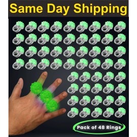 Party Glowz LED Light Up Flashing Green Jelly Bumpy Rings - Pack of 48 By Party Glowz