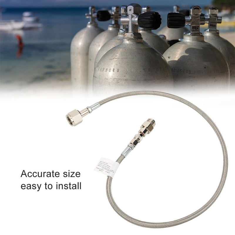 1m/3.3ft Silver Soda Hose W21.8-14 CO2 Cylinder Direct Adapter Hose