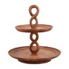 Mud Pie x 14" Dia Twisted Handle Tiered Server, Brown