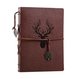 Photo Album Scrapbook 60 Pages Premium Black Paper Memory Book Vintage DIY Leather Cover Photo Book for Kids Graduation Wedding Anniversary Family Travel Birthday Christmas Gifts (Deer)