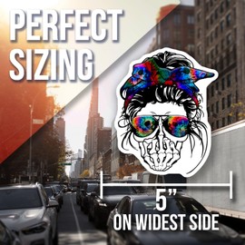 Colorful Skull Art Magnet - Unique Fridge Magnet - Skeleton with Sunglasses - Gothic Refrigerator Decor - Vibrant Skull Design Gift - 5" Vinyl Sticker - Car Magnet - Made in USA - AAMT1939