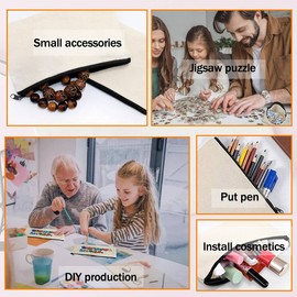 AISHOW Pack of 12 DIY Blank Fabric Bags with Zip Fabric for Painting Cosmetic Bag Fabric Pencil Case Small for Storage Stationery and Travel Cosmetic Bags, beige