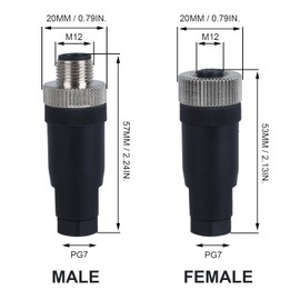 DIANQI 12mm Wire Connector M12 Male & Female Socket Panel Aviation Industrial Circular Connector Outdoor Waterproof IP67（8 Pin 4 Sets）