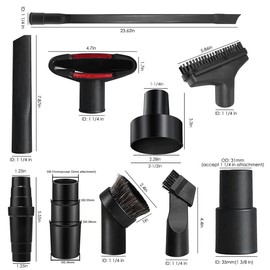 Alrens 12 Pack Universal Vacuum Attachments for Shop Vac Accessories, 2 1/2" to 1 1/4" Vacuum Hose Adapter, 1 7/8" to 1" Vacuum Adapter Attachments Brush Kit
