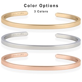 Dolceoro Ohana - Inspirational Mantra Cuff Bracelet Jewelry, 3mm Wide Shiny 316L Surgical Stainless Steel