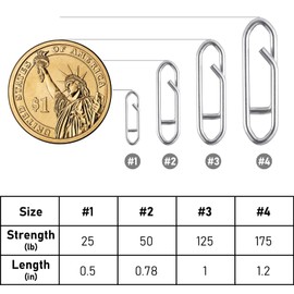 Alwonder 50PCS Fishing Power Speed Clips, High Strength Stainless Steel Speed Clip for Fishing Lure Quick Change, Freshwater Saltwater Crankbait Popper Lures Quick Snap Connector Tackle-50LB