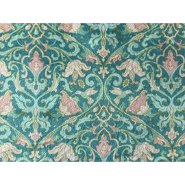 Super Soft Cuddle Fleece Digital Print Fabric Material Floral Damask Teal 1MTR