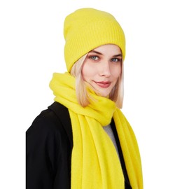 Style & Republic Women's Cashmere Sports Beanie Made of 100% Cashmere, Your Cuddly Premium Beanie for Stylish Autumn and Winter Moments, Solar yellow
