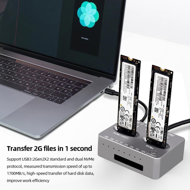 M.2 NVMe SSD Dock AHCI Duplicator Cloner USB3.2 20G SSD