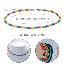 Visxcnu Pack of 6 Colourful Beads Necklaces Boho Beach Beads Necklaces Bracelets for Women Girls Jewellery with 925 Sterling Silver Pearl or Gold-Plated Pearl