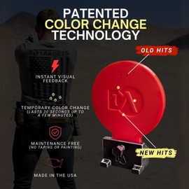 DA Targets 6" Round Knockdown Self-Healing Shooting Target - Outdoor Pistol & Rifle Gun Target, Reusable Shots, Temporary Color-Changing Impact Feedback, Ricochet-Resistant, Made in USA