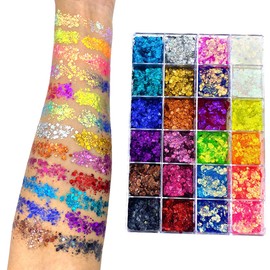 24 Color Pro Pallet - Holographic Body Glitter Gel for Body, Face, Hair - Vegan & Cruelty Free - Electric Bliss Beauty (24 Pack)