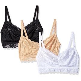 Cosabella Women's Plus Size Say Never Extended Sweetie Bralette 3 Pack, Black/Blush/White, 2X