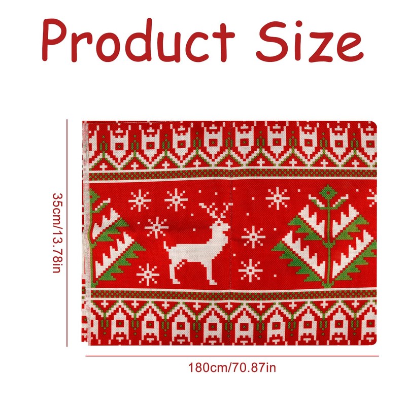 Rumyve Christmas Table Runner,Rectangular Linen Xmas Table Runner,Christmas Dinner Party