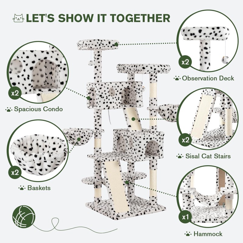 MUTICOR 66 Inches Multi-Level Large Cat Tree Tower for Indoor