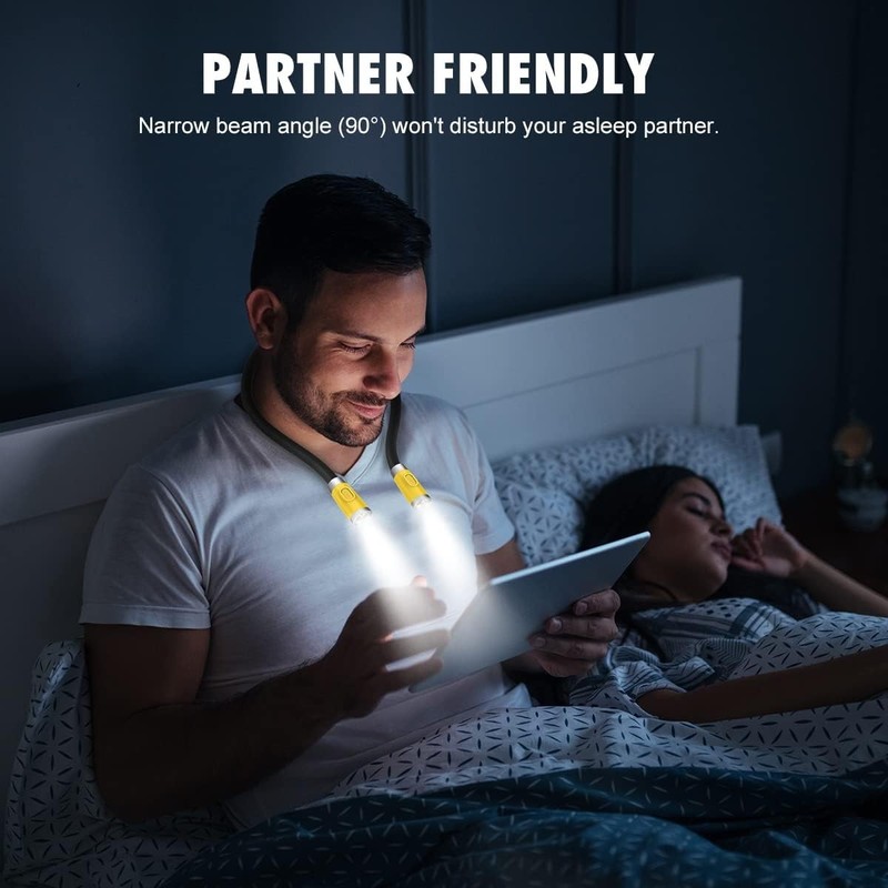 LEDGLE LED Neck Light for Reading Rechargeable Flashlight Knitting, Yellow