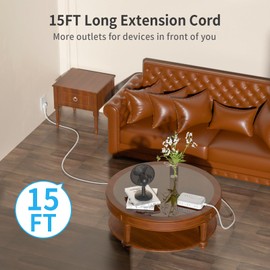 NTONPOWER Extension Cord 15 FT, 1875W Two Prong to Three Prong Outlet Adapter, 1080 Joules Surge Protector Power Strip, Rotating Plug 2 Prong Extension Cord with 4 USB Ports(2 USB C), for Old House