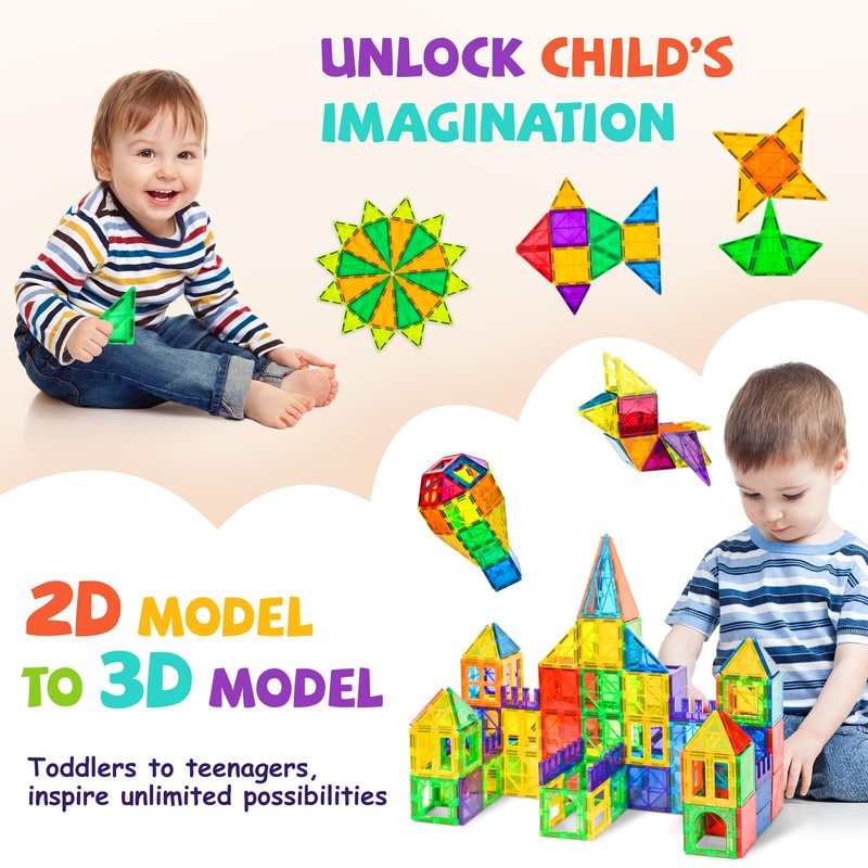 cossy 120Pcs Magnetic Tiles Magnetic 3D Building Blocks Set Educational