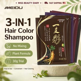 Meidu 【ReadyStock】美度一支黑染发剂MEIDU Trial Pack Natural Color Hair Dye Shampoo Instant Hair Dye Shampoo Hair Colour Shampoo健康染发剂染发膏