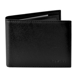 REWINA Leather Wallet,Mens Bifold Wallet,RFID Blocking, Slim Front Pocket, 2 ID Window, Magnet Coin Pocket,Wallets for Men, BLACK, Bifold