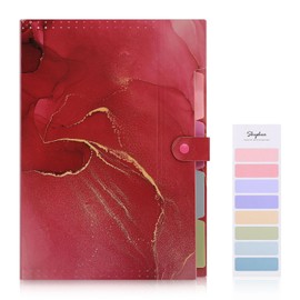 SKYDUE A4 Folder with Compartments, Document Folder A4 with Labels, Postal Folder Folder System, Expanding Folder A4 for Home, Office, School and Travel (Marbled Red)