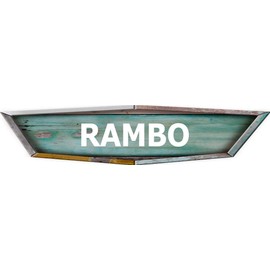 Rambo Old School Retro Shaped Weathered Rustic Painted Wood Look Decal Bumper Sticker for use on Any Smooth Surface