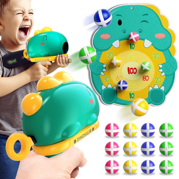 Doloowee Outdoor Shooting Toys,Dinosaur Dart Board with Sticky Balls for Kids Ages 3-5,Dinosaur Toys for Shooting Game,Indoor Outdoor Games Christmas Birthday Gifts for 5-7 Year Old Boys Girl (Green)