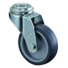 BS Rollen Swivel Castor, Rubber Wheel, Blue-Grey Plain Bearing, Back Hole