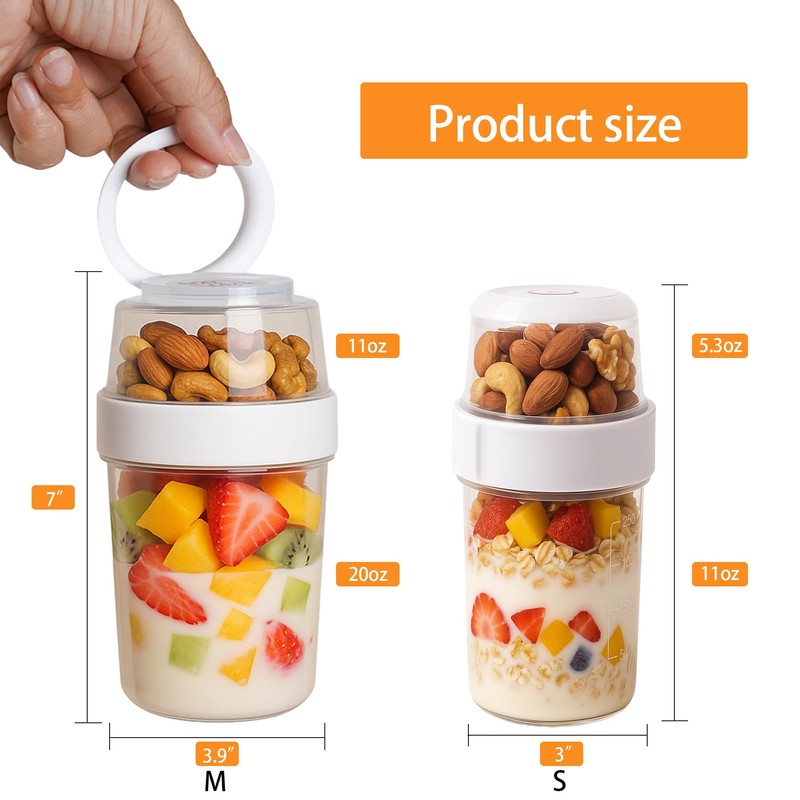 Reusable Parfait Cups with Lids & Spoon – 2-Layer Leakproof