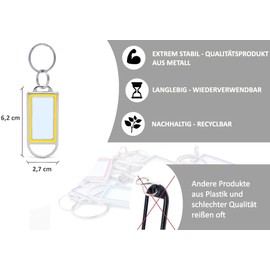Metal Keyring with Large Label Writeable - 5 pcs. - Extremely Sturdy - For Labelling Keys, Animals, Luggage for Office or Home - 5 Colours (5)