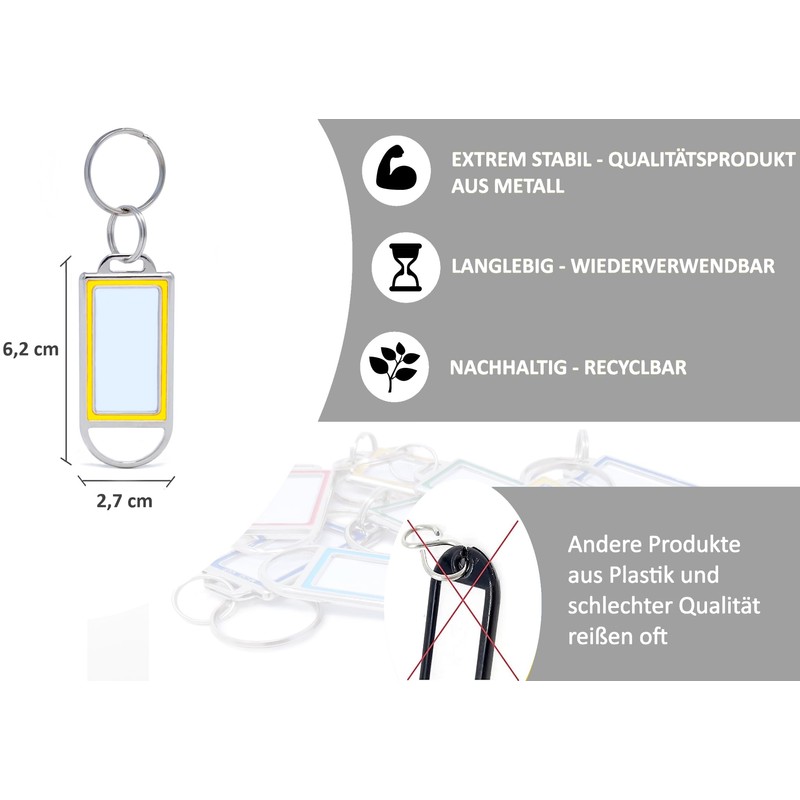 Metal Keyring with Large Label Writeable - 5 pcs. -