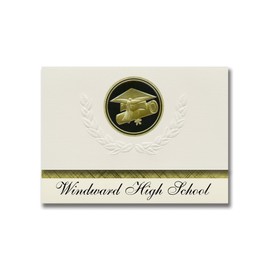 Signature Announcements Windward High School (Ferndale, WA) Graduation Announcements, Presidential style, Basic package of 25 Cap & Diploma Seal. Black & Gold.