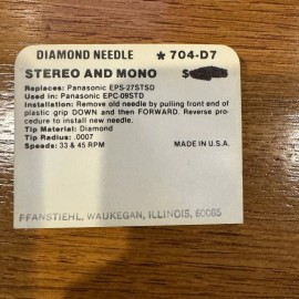 For Panasonic PFANSTIEHL NEEDLE 704-D7, PANASONIC EPC-09STD, EPS-27STSD  NEW, OLD STOCK