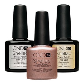 CND Iced Cappuccino Original Coloured Shellac with Shellac Base and Top Coat 7.3 Ml