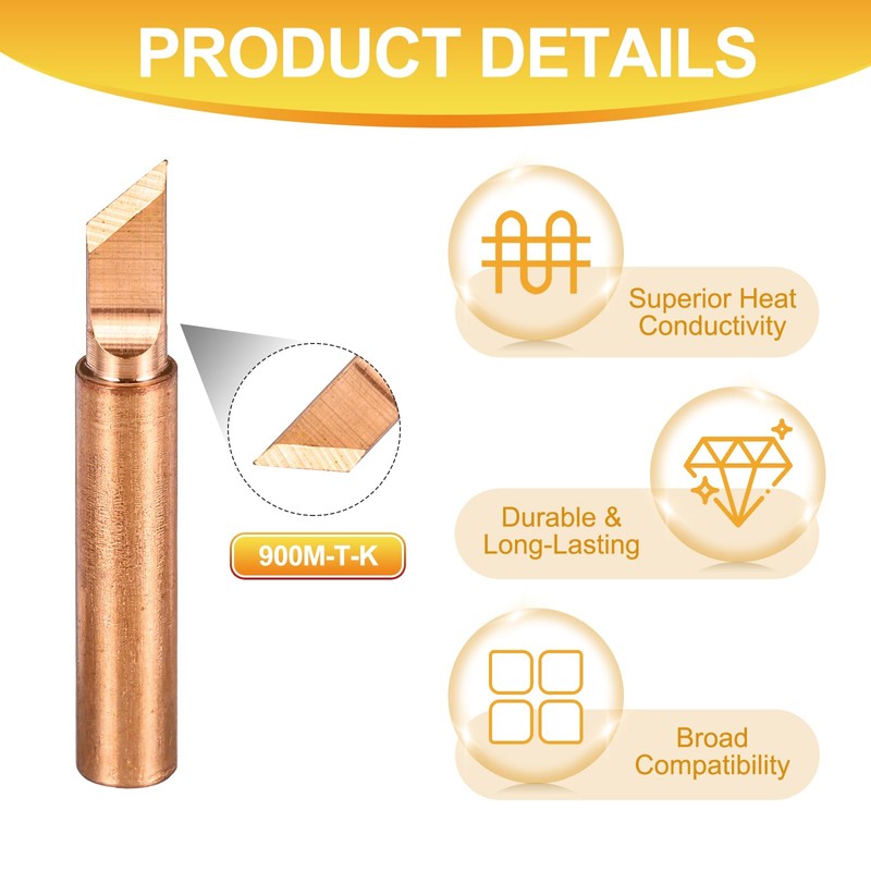 sourcing map 1 Set 900M Soldering Iron Tips Copper Non-Magnetic
