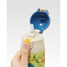 Skater SDPC4P-A Stainless Steel Water Bottle with Straw, One Push Type, 11.8 fl oz (350 ml), Dinosaurus Picture