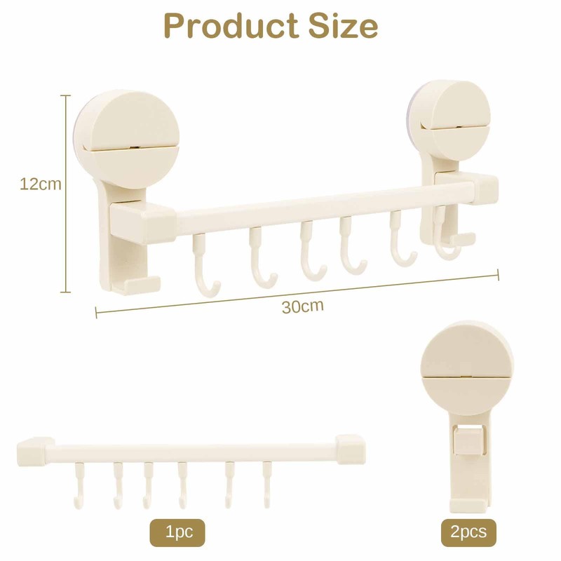 Apradas Kitchen Utensil Rack with Suction Cup, 6 Hooks Kitchen
