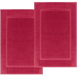 KAHAF COLLECTION Bath Mat Floor Towel Set - Absorbent Cotton Hotel Spa Shower/Bathtub Mats [Not a Bathroom Rug] (Burgandy, 2 Pack (22"x34"))