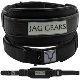 Jag Gears 2-in-1 Weight Lifting Belt for Men & Women - Adjustable 4" & 6" Width with Auto-Locking Buckle - Back Support Belt for Weightlifting, Powerlifting, Squats & Deadlifts (Black, L)