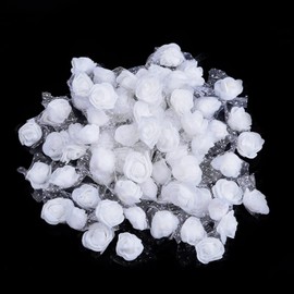 通用 Melhope 100 PCS White Colour Mini PE Foam Rose Heads with Lace Edge Artificial Foam Rose Flower Bouquet Wedding Decor for DIY Wedding Bouquets Centerpieces Arrangements Party Home Table Decor