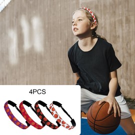 CURASA 4PCS Basketball Headbands for Girls Elastic Sport Headbands for Women Non-Slip Football Headband Adjustable Hair Bands for Kids Athletic Sports Hair Accessories for Girls Boys Teens